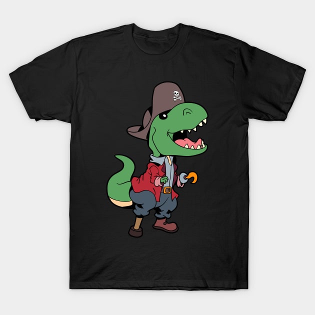 Captain TREX - Pirate Dinosaur T-Shirt by Modern Medieval Design